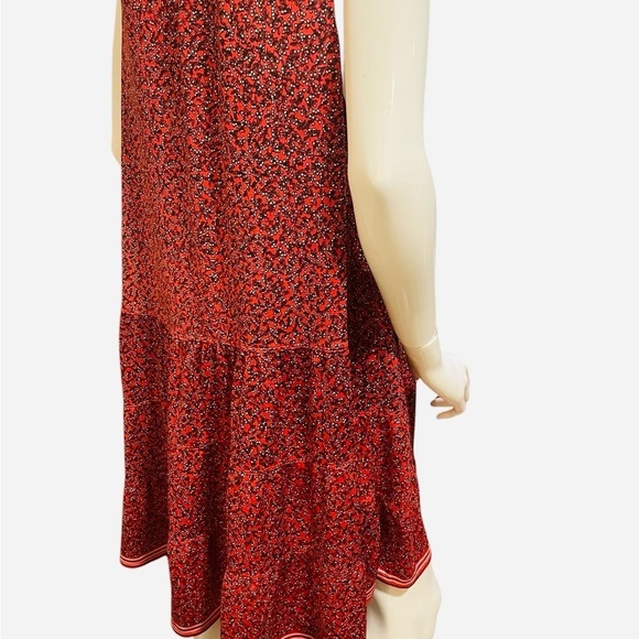 Max Studio Red Floral Print Tiered Sleeveless Flowy Tiered Shift Sundress Size 8 - Picture 9 of 16